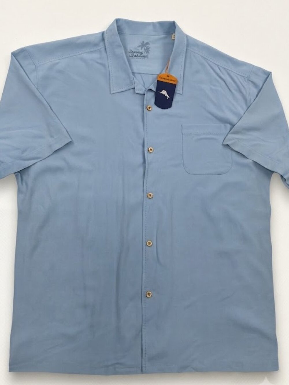 Tommy Bahama 100% Silk Light Blue Button Down Hawaiian Lounge Shirt New Tags 3XL